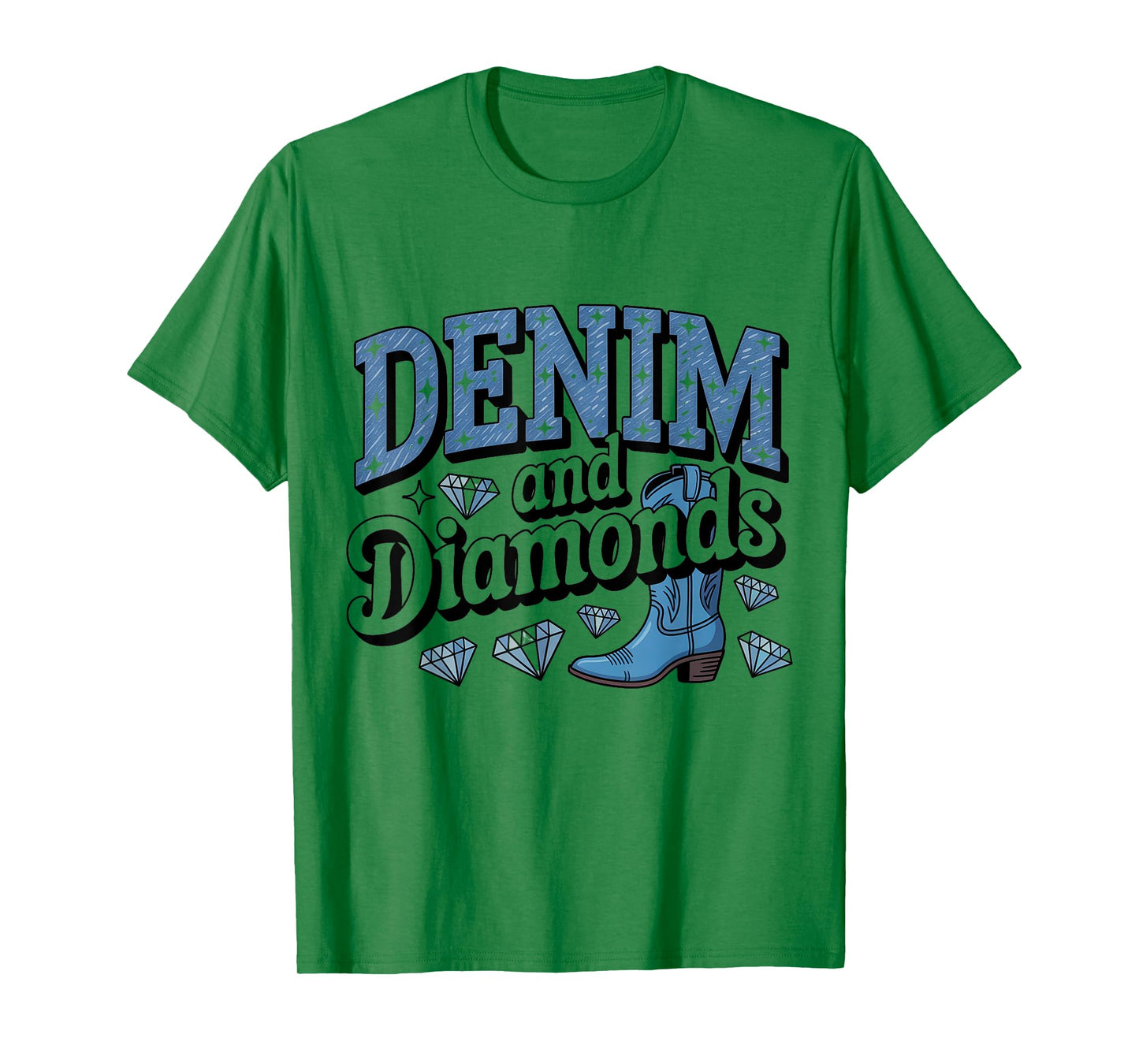Denim and Diamonds African Melanin Swag Cowgirls Western T-Shirt
