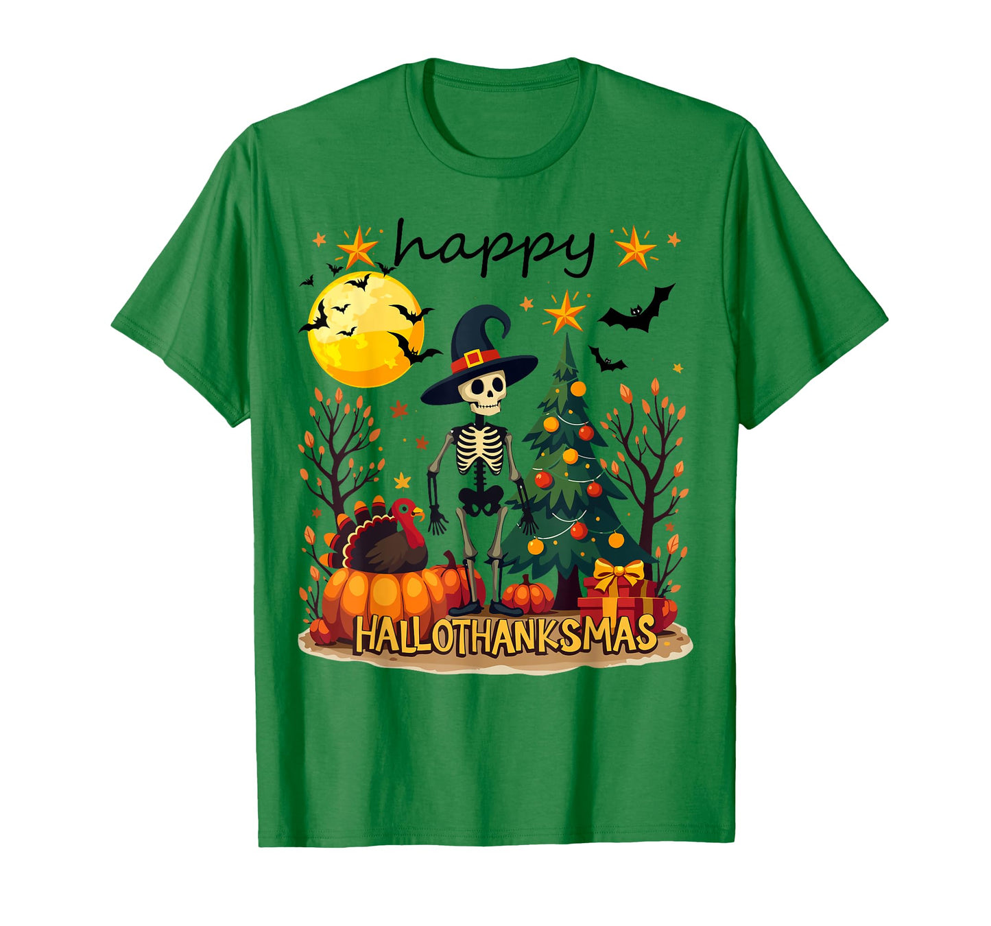 Happy Hallothanksmas Funny Halloween Christmas T-Shirt