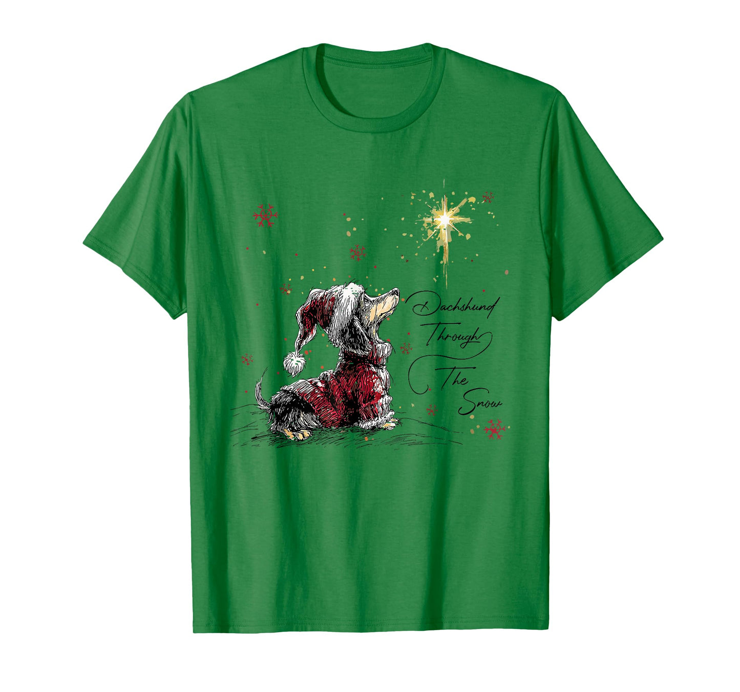 Funny Christmas Weiner Dog Lover Dachshund Through The Snow T-Shirt