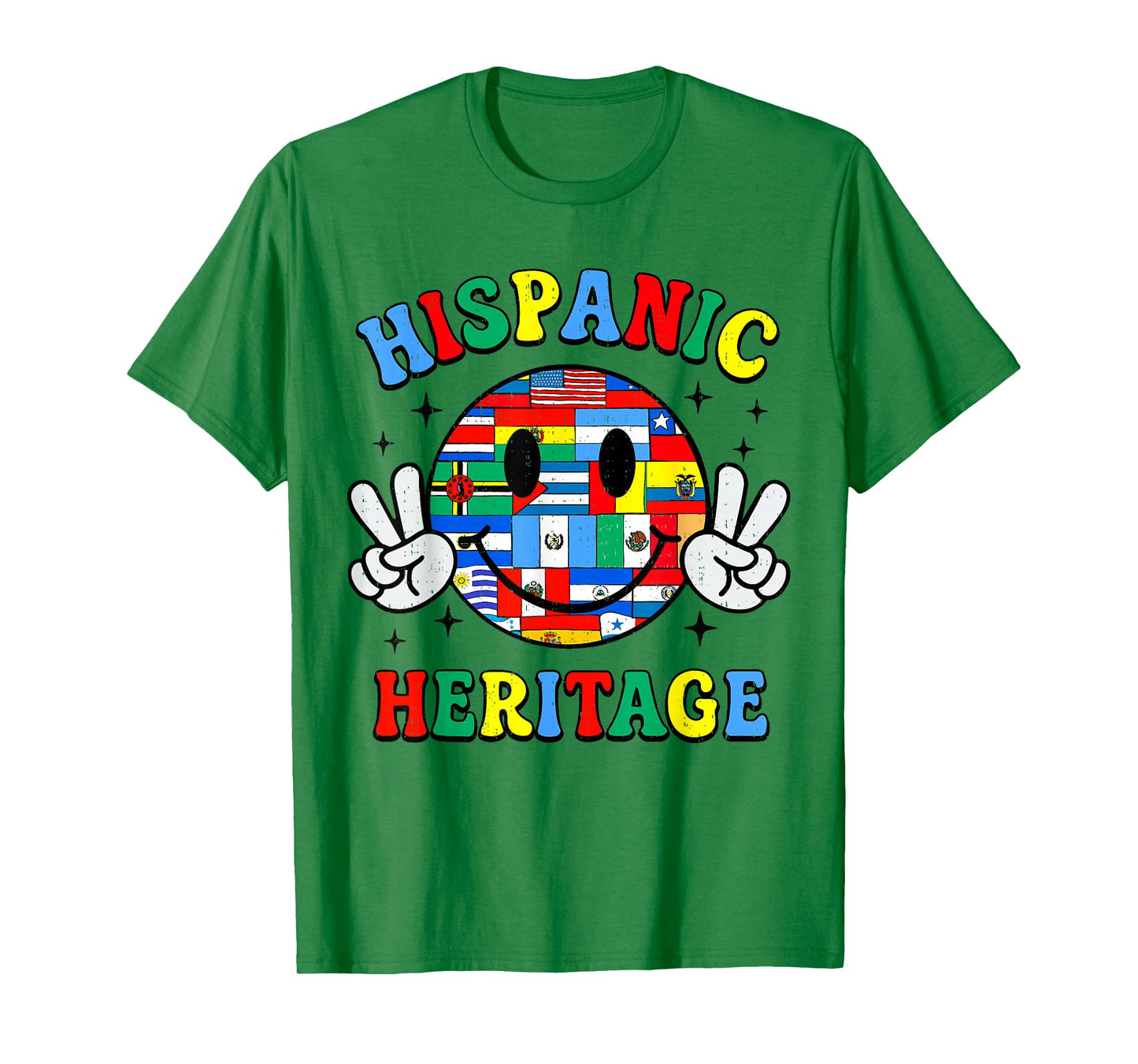Hispanic Heritage Smile Face Latino Countries Flags Girl Kid T-Shirt
