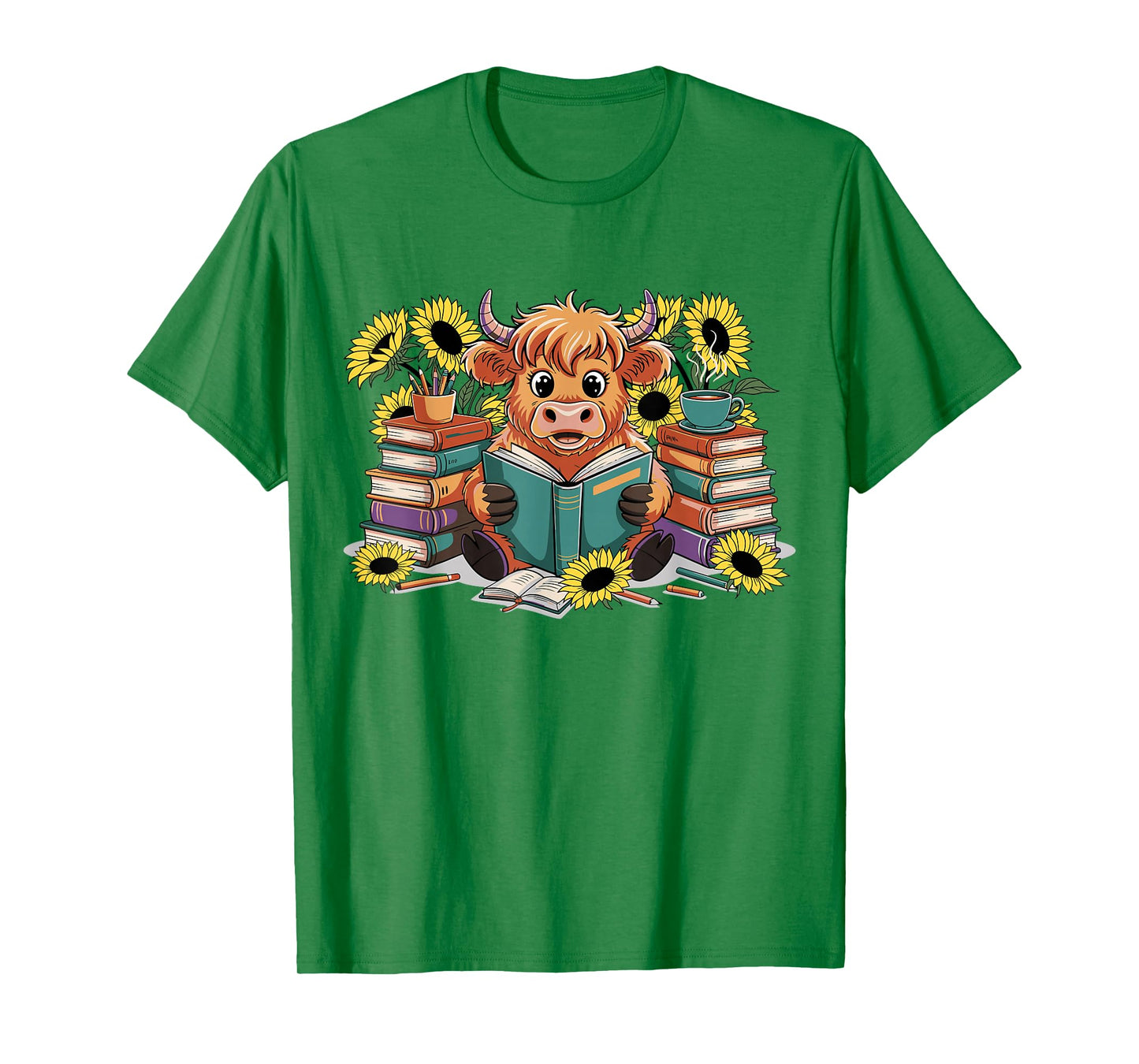 Highland Cow Baby Bookworm Reading Cow Lover T-Shirt