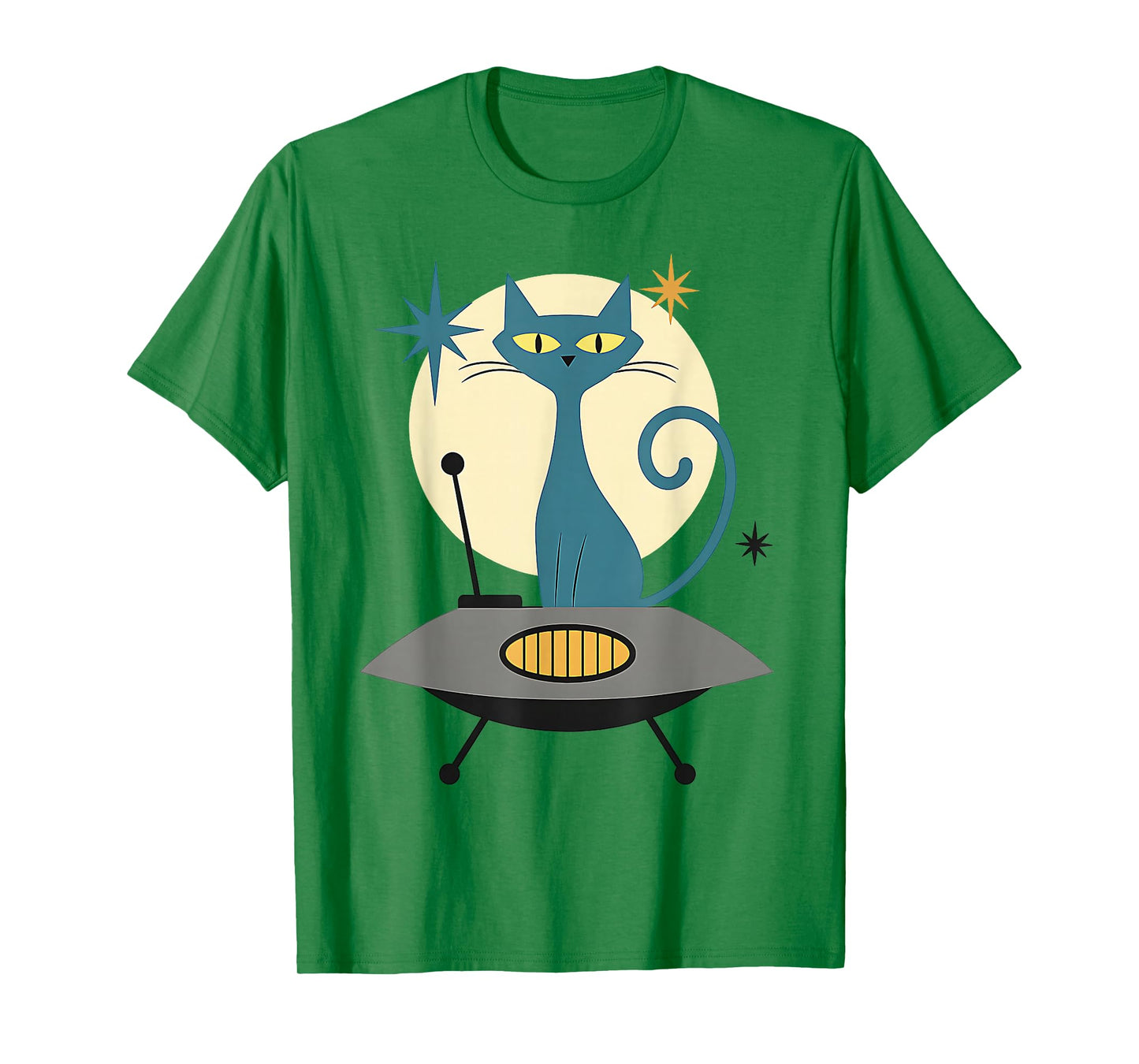 Mid Century Modern UFO Cat Retro Futuristic T-Shirt