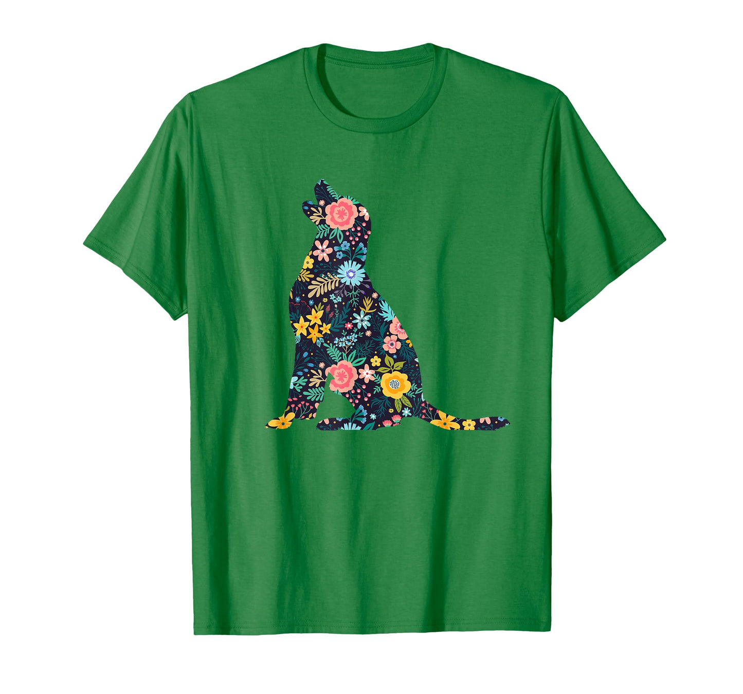 Labrador Retriever Floral Dog Silhouette Womens Graphic T-Shirt