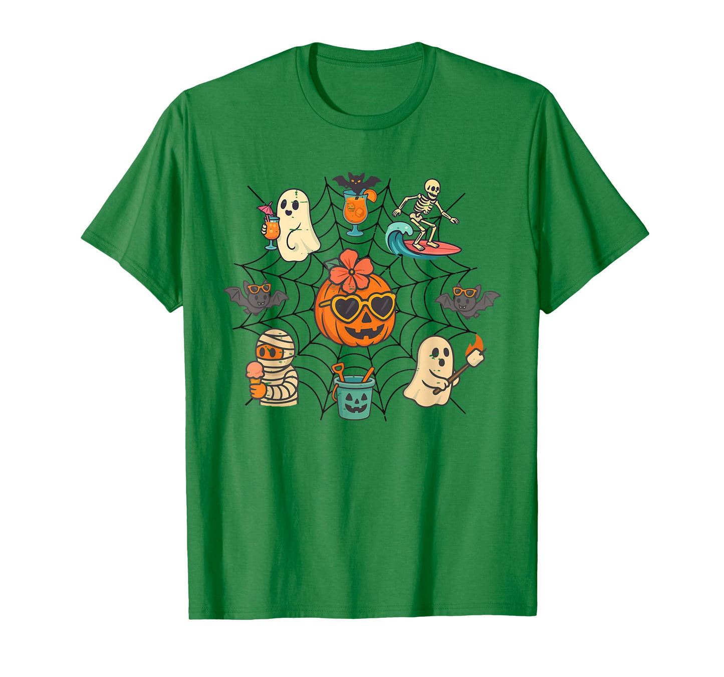 Cute Halloween Summer Ghost Pumpkin Spooky Season Summerween T-Shirt