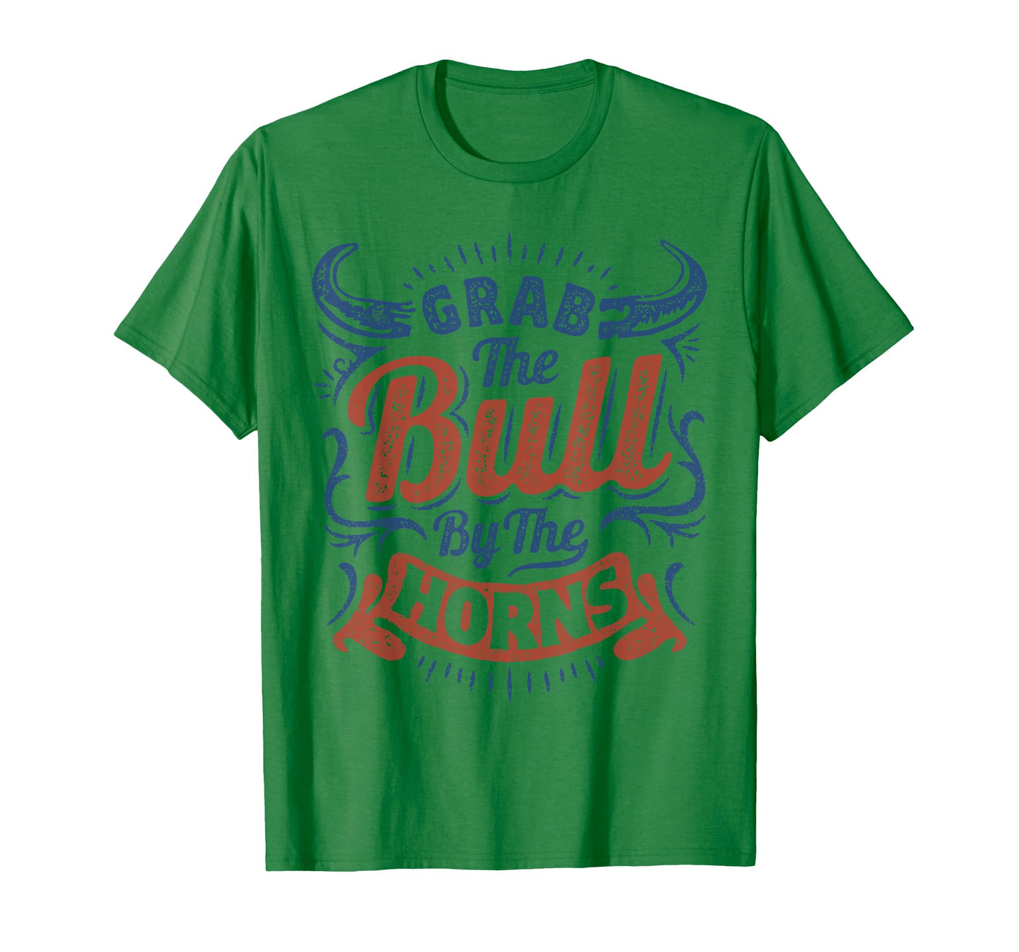 Grab The Bull by The Horns Rodeo Cowboy Inspirational Retro T-Shirt