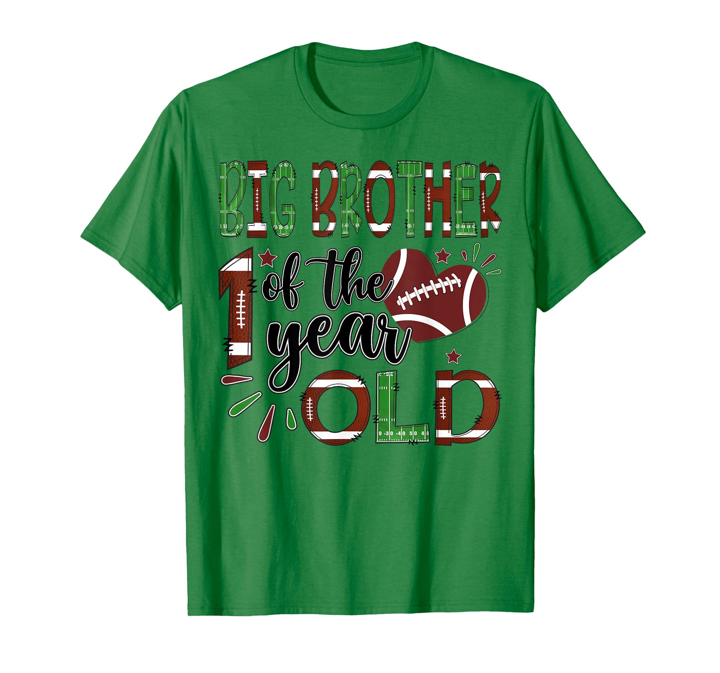Big Brother Of The 1 Year Old Football 1St Year Down Bday T-Shirt