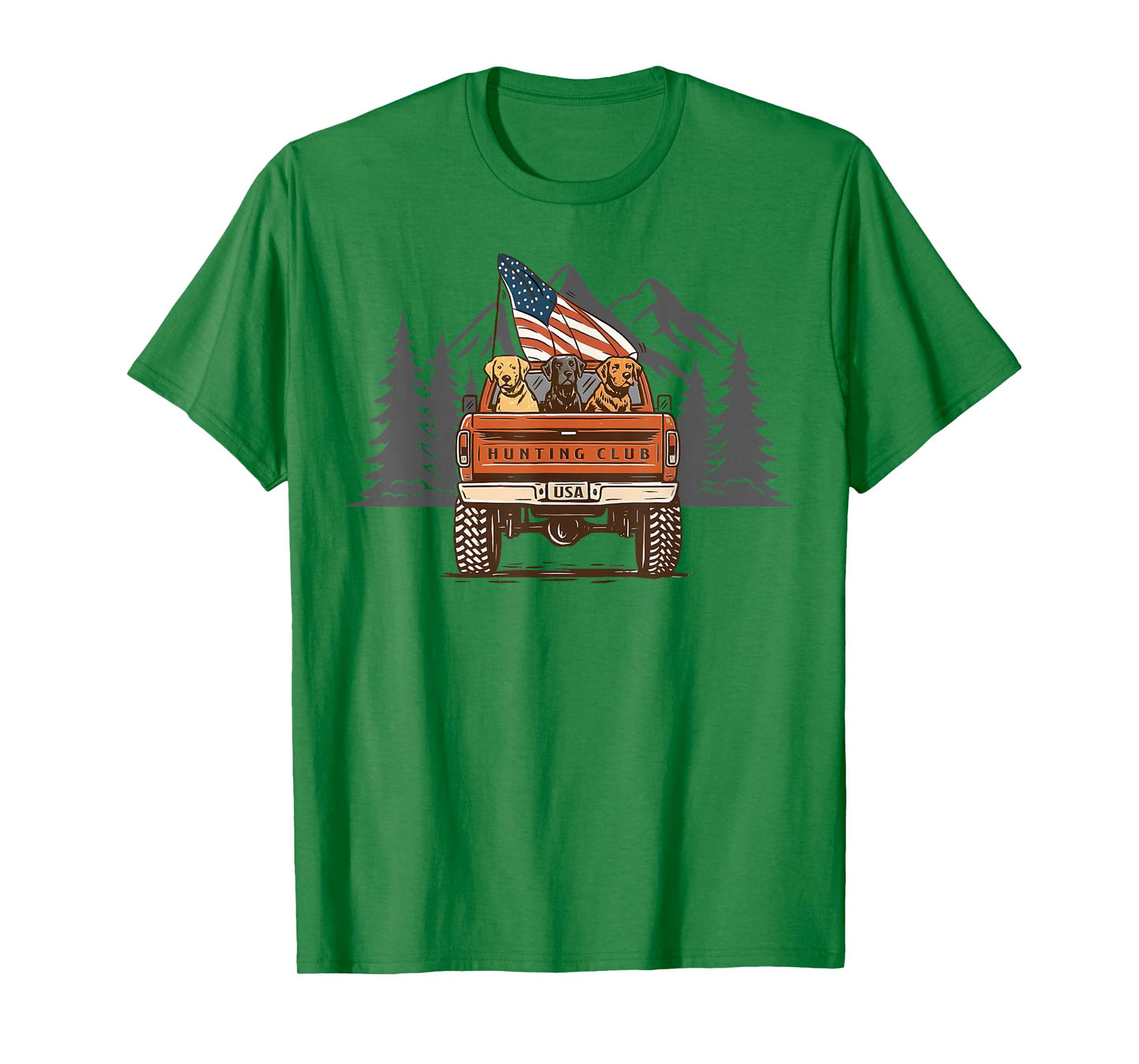 Hunting Club Truck Dogs American Flag Hello Hunting Season T-Shirt