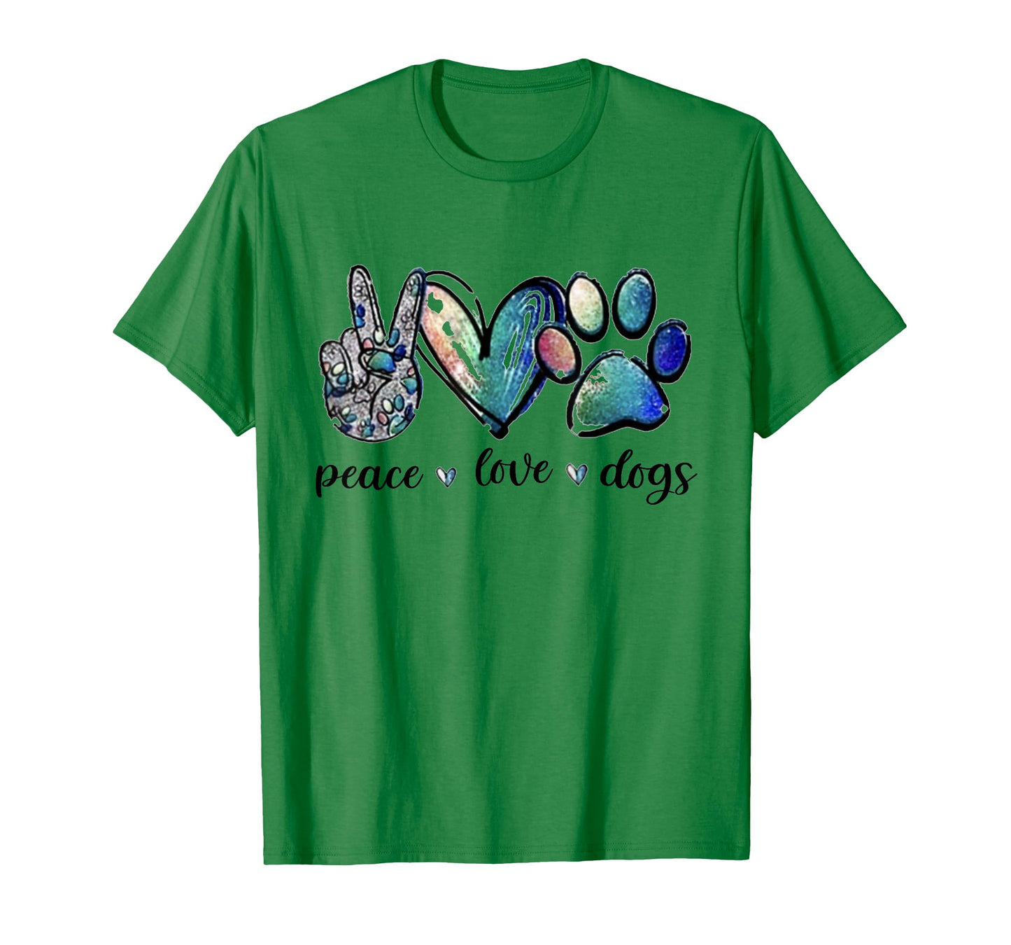 Dog Lover Peace Love Dogs Puppy Paw T-Shirt Small