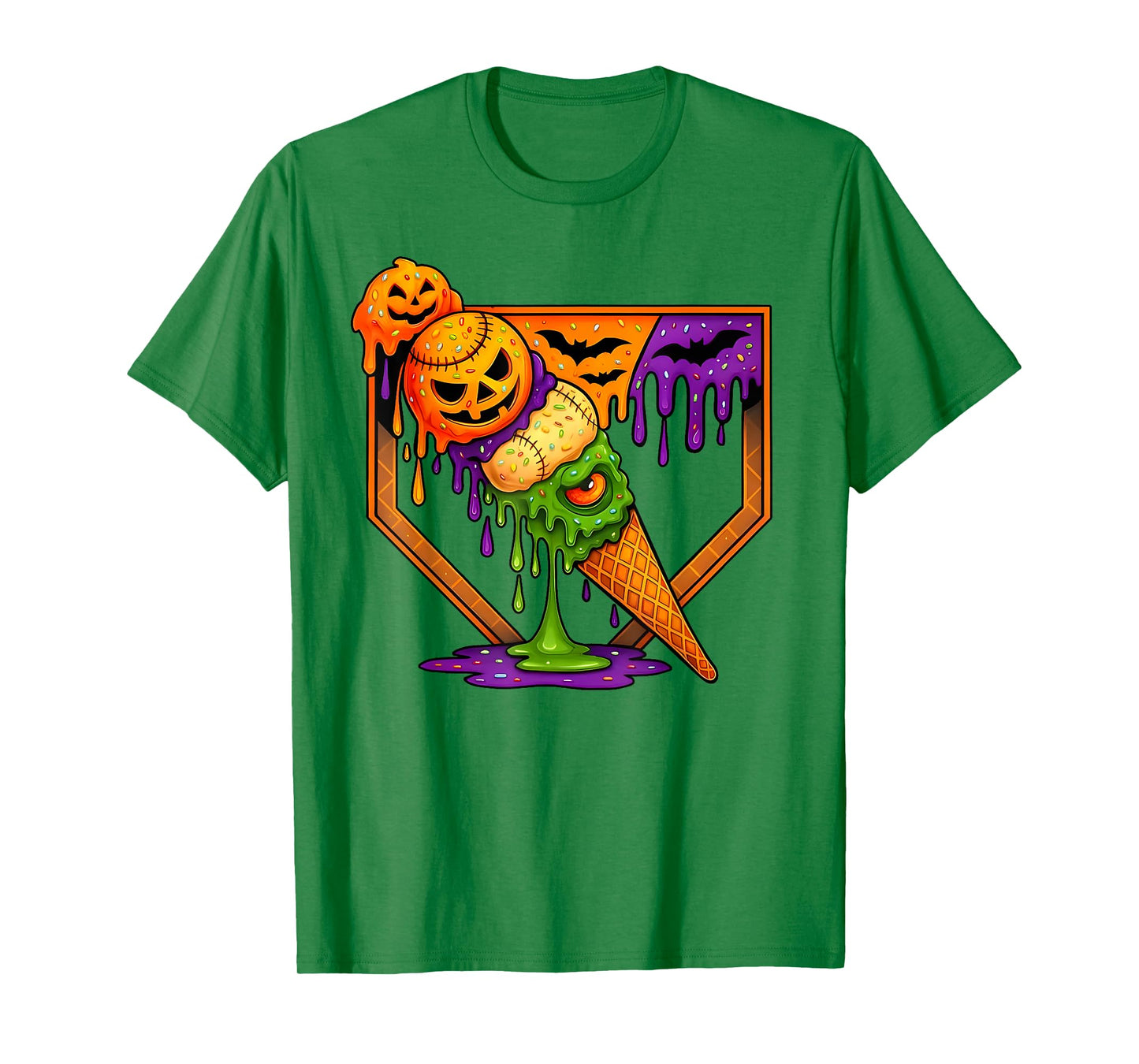 Baseball Home Plate Ice Cream Drip Halloween Men Boys Youth T-Shirt