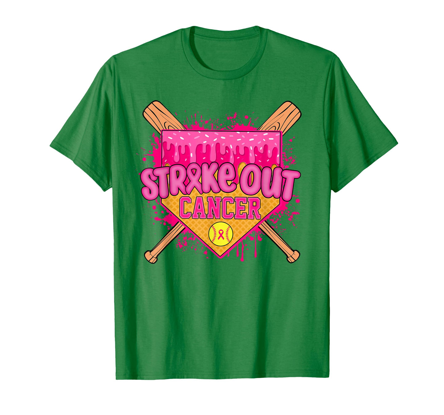 Strike Out Breast Cancer Warrior Softball Drip Home Plate T-Shirt