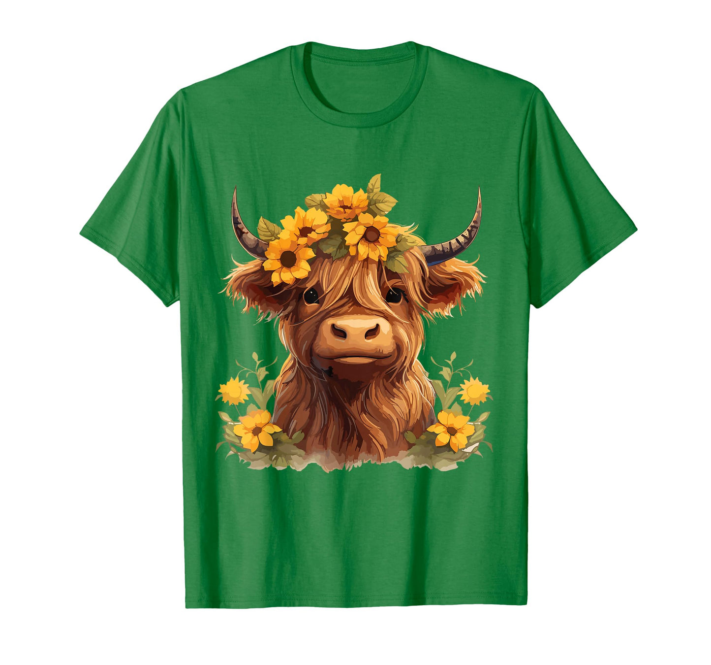 Scottish Highland Cow Sunflowers Heifer Country Farmer Girl T-Shirt