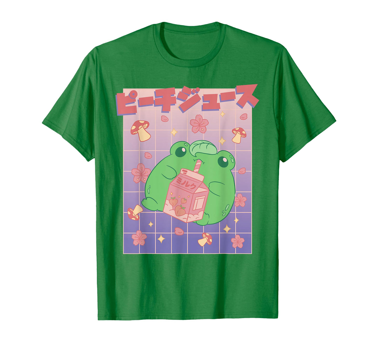 Kawaii Frog Peach Milk Carton Cute Japanese Aesthetic T-Shirt