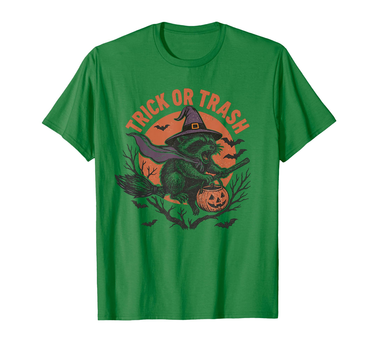 Trick or Trash Funny Raccoon Halloween Vintage Ghost Costume T-Shirt