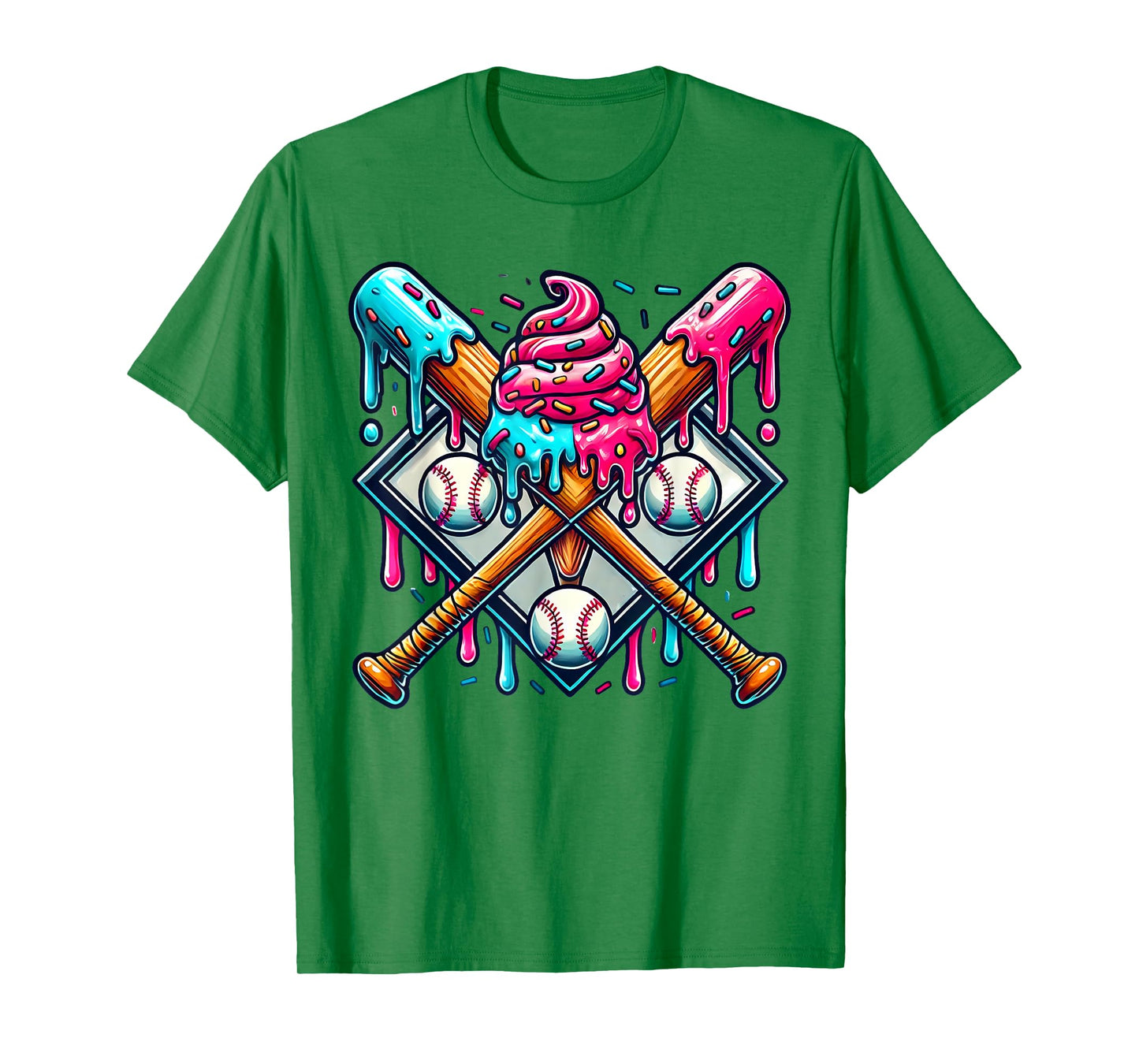Cool Sport Baseball Bat Home Plate Drip With Sprinkles Drip T-Shirt