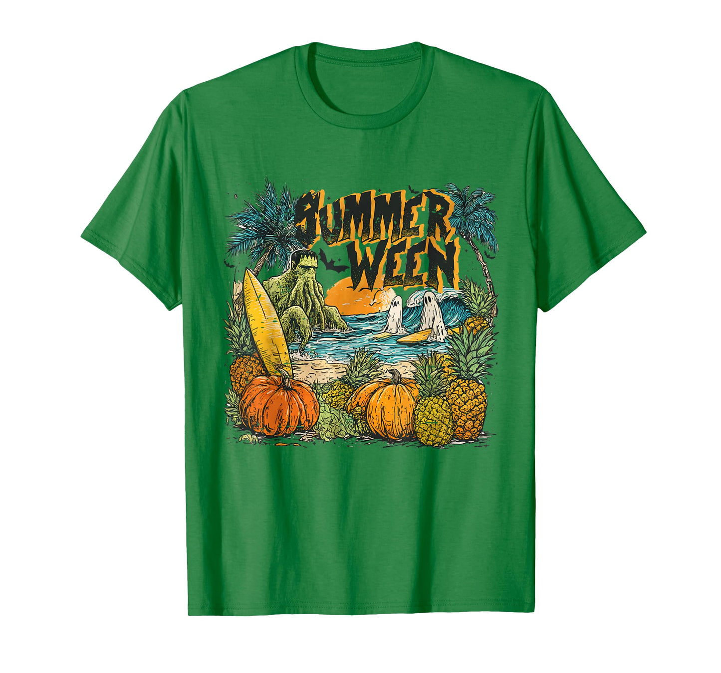 Vintage Cute Spooky Summer Halloween Funny Summerween Beach T-Shirt