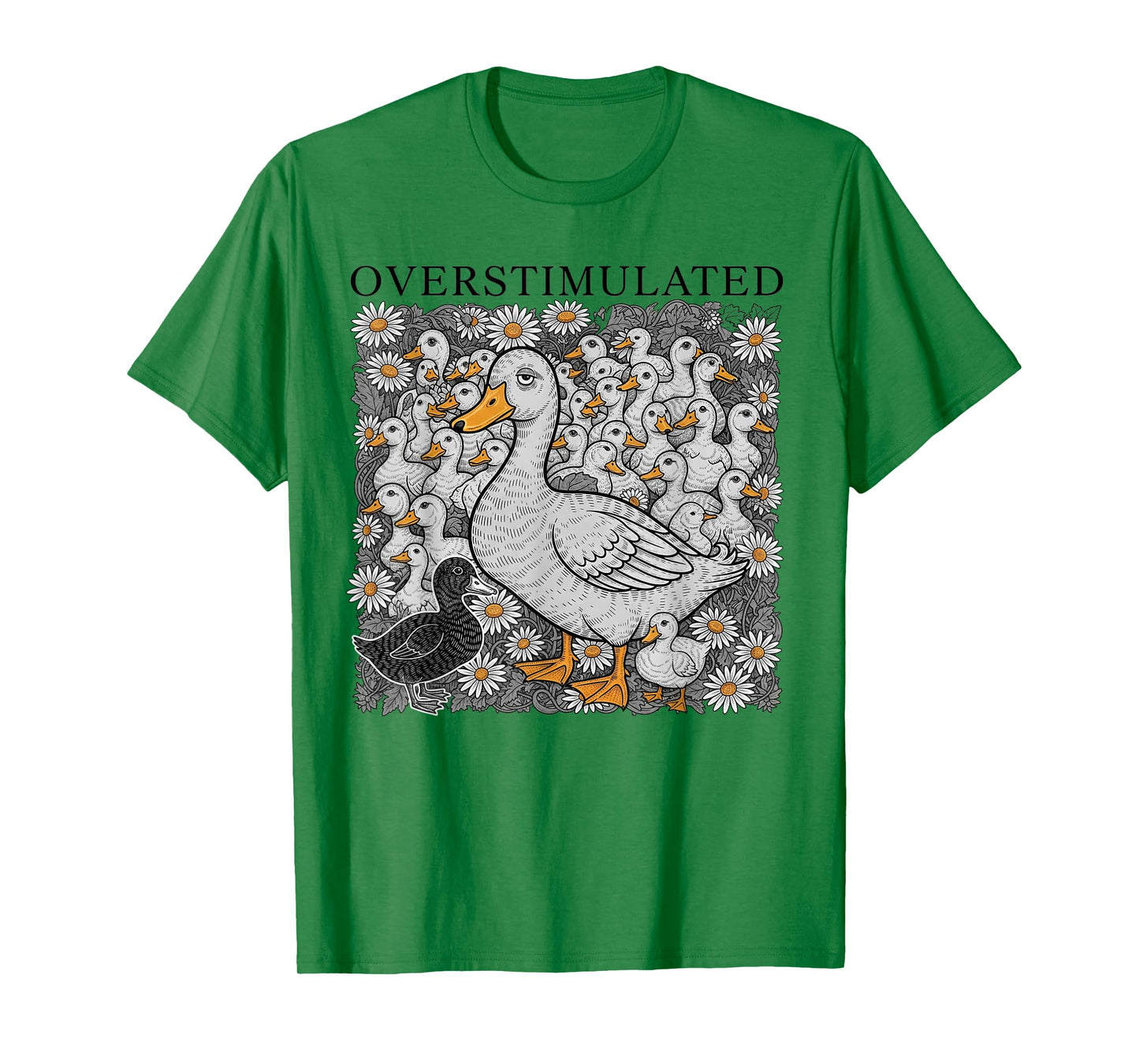 Overstimulated Duck Retro Floral Humor Style Homeschool Mom T-Shirt