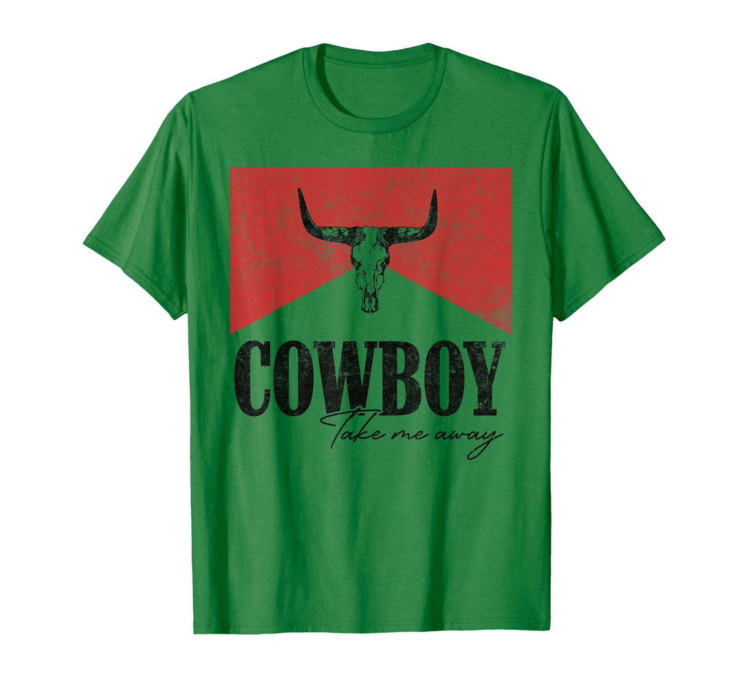 Vintage Leopard Bull Skull Cowboy Take Me Away T-Shirt