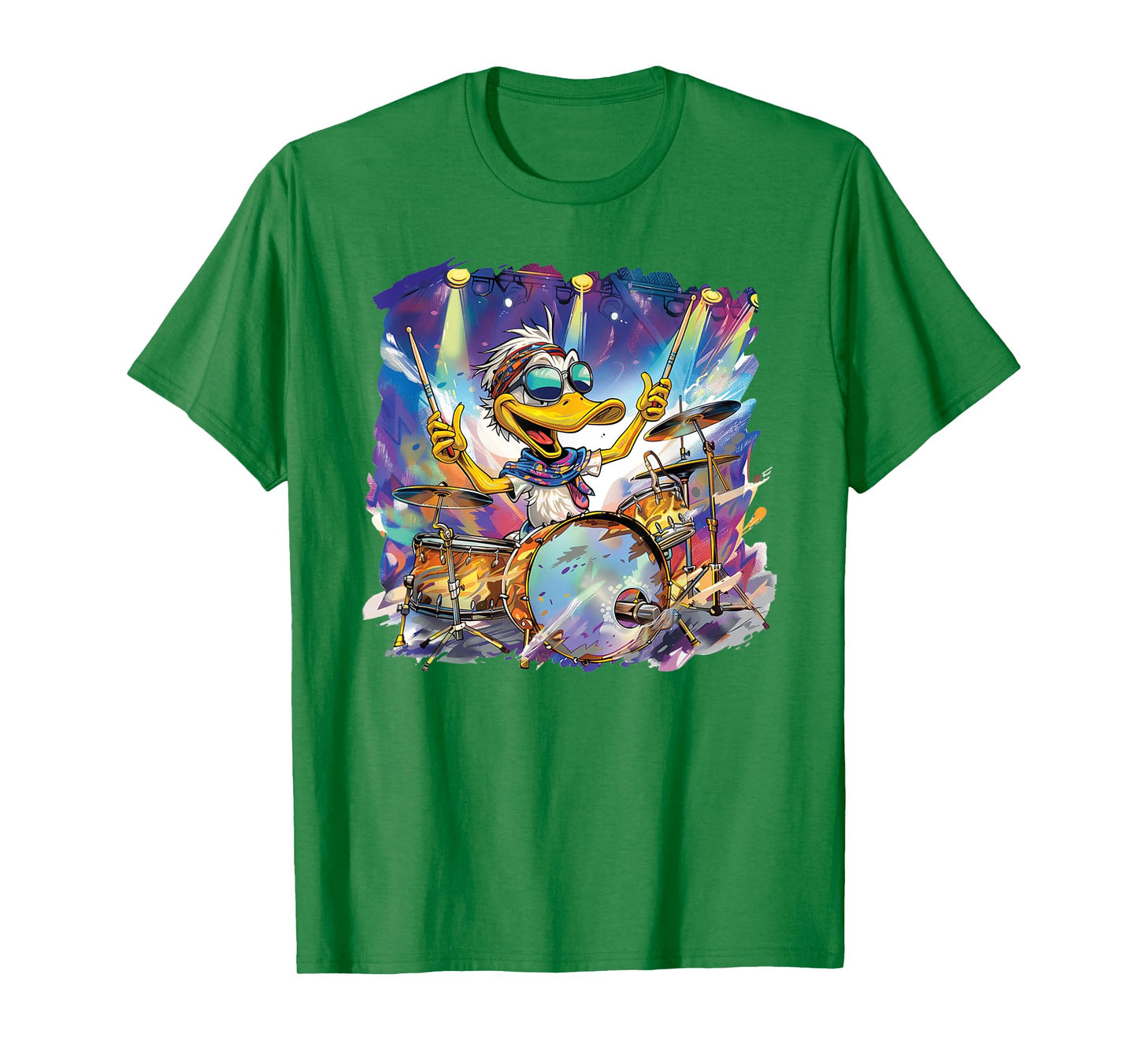Duck Playing A Drum Set, A Funny Cute Cartoon Duck T-Shirt