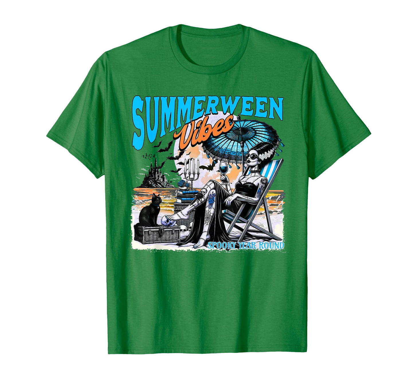 Bride Of Frankenstein, Summerween Vibes Spooky Year Round T-Shirt