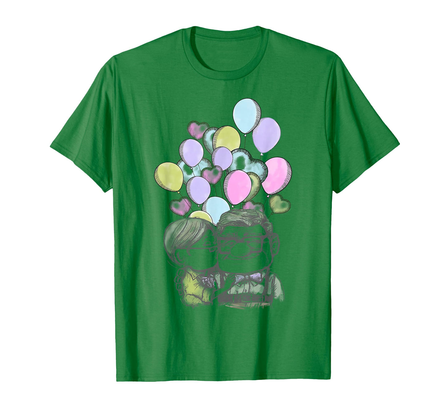 Disney Pixar Up Valentine's Day Carl and Ellie Balloons T-Shirt Small