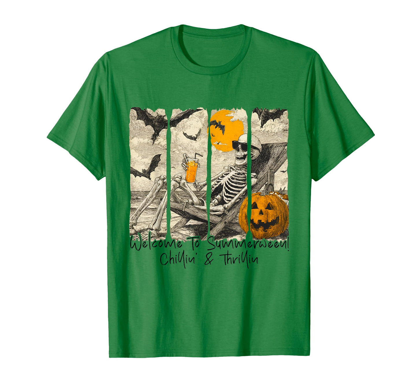 Welcome To Summerween Chillin’s & Thrillin Skeleton Summer T-Shirt