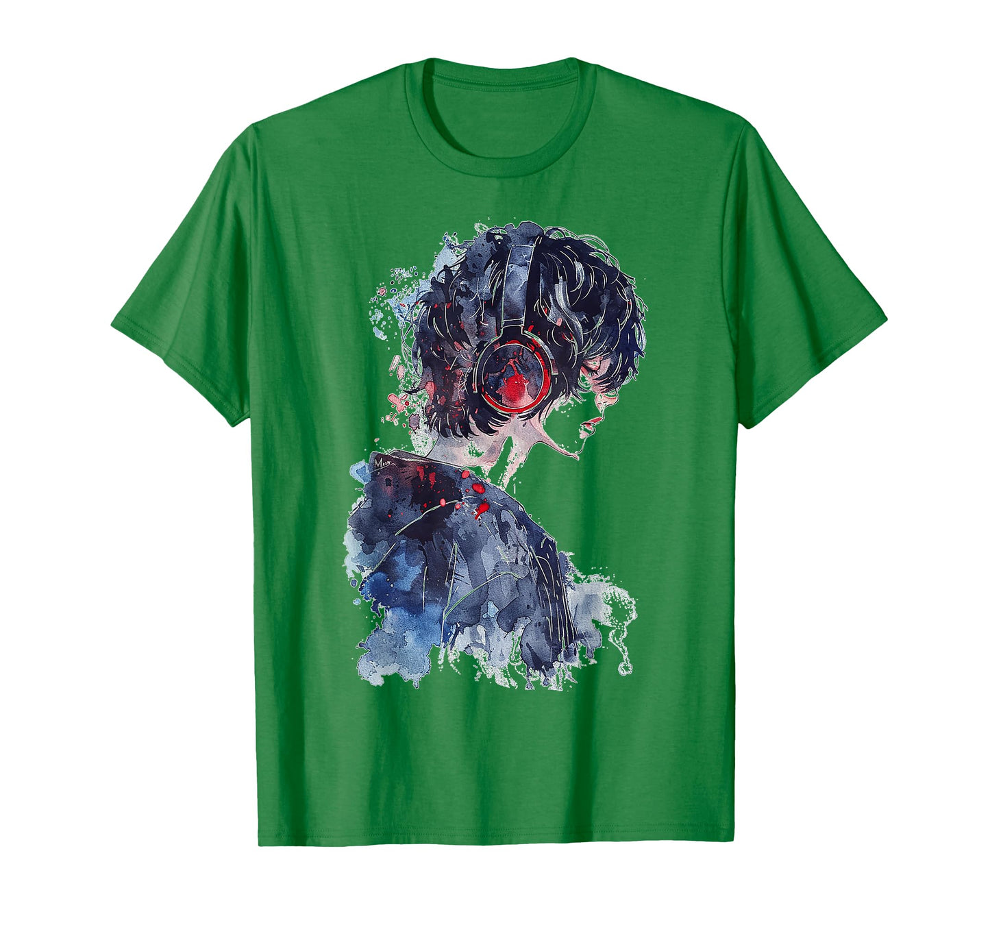 Anime Manga Motif Headphone Artwork Anime T-Shirt