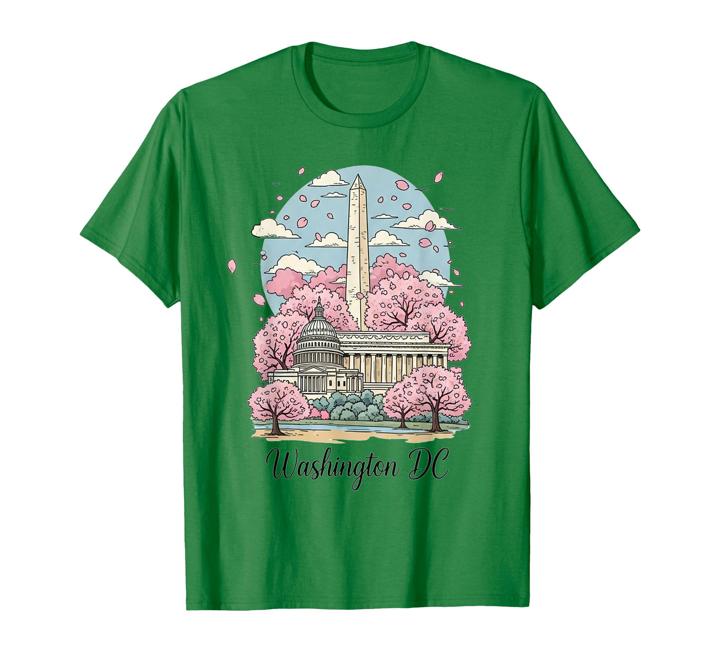 Washington DC Cherry Blossoms Spring Art Travel Souvenir T-Shirt