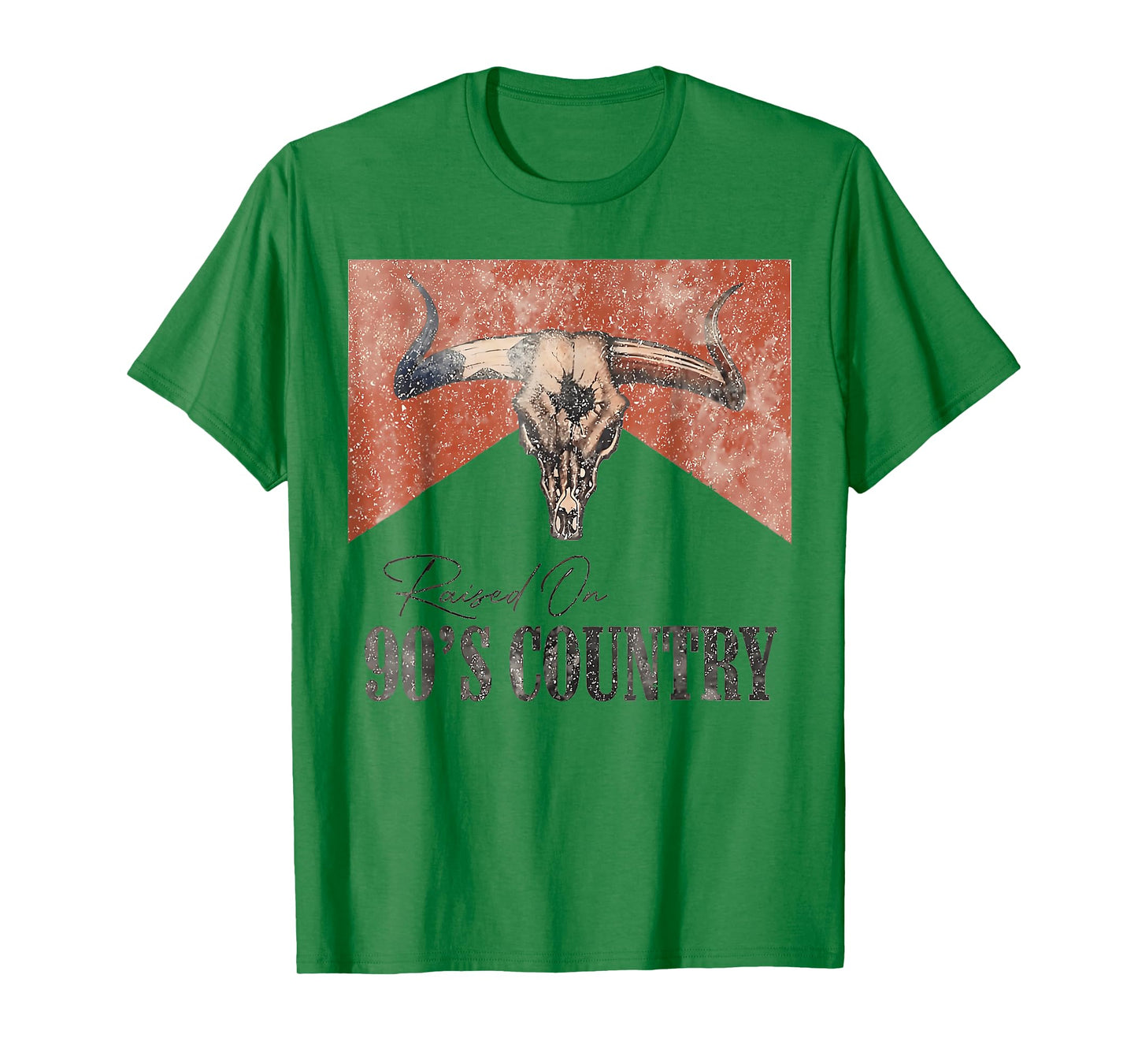 Vintage Western Bull Skull Raised On 90's Country Music T-Shirt