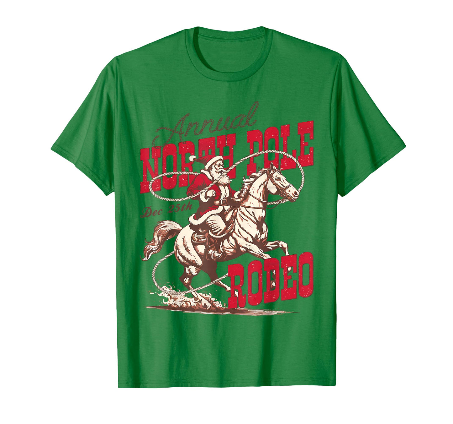 Vintage North Pole Rodeo Cowboy Santa Country Christmas T-Shirt