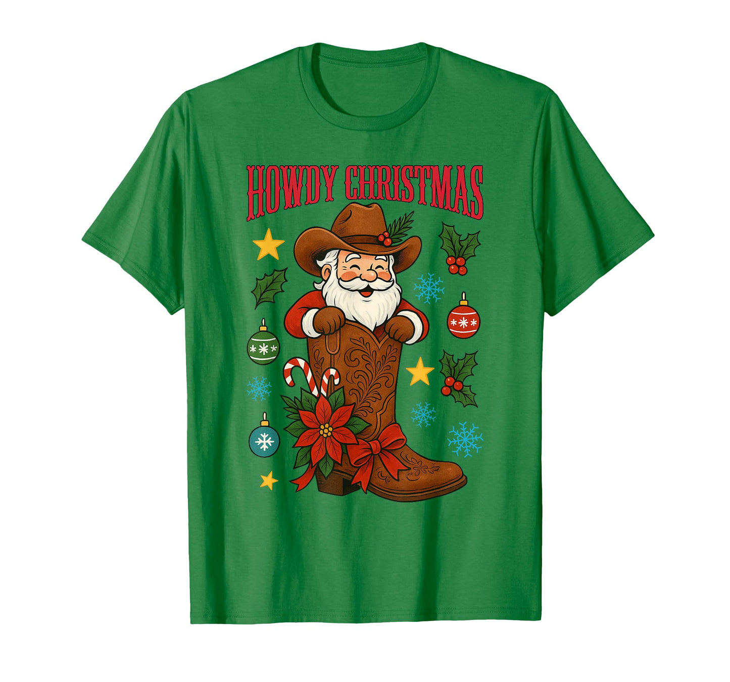 Howdy Christmas Santa Cowboy Boot Western Xmas Holiday T-Shirt