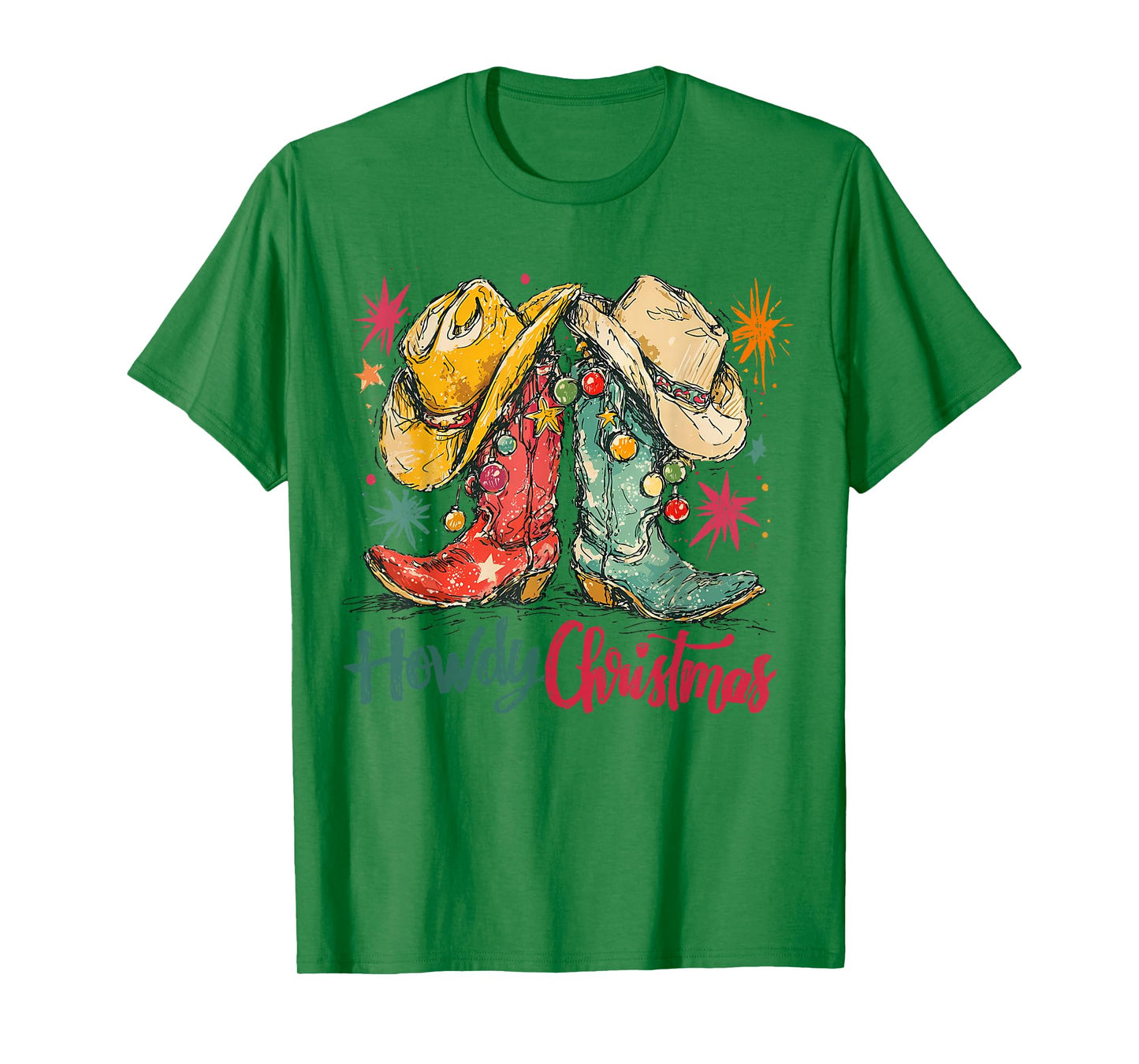 Howdy Christmas Western Cowgirl Boots Retro Country Holiday T-Shirt