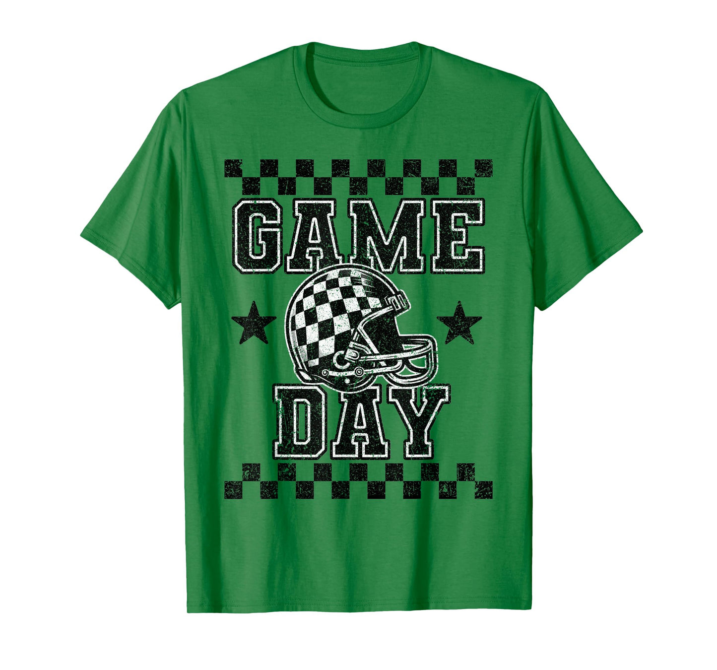 Retro Croquette Black White Checkered Football Game Day T-Shirt