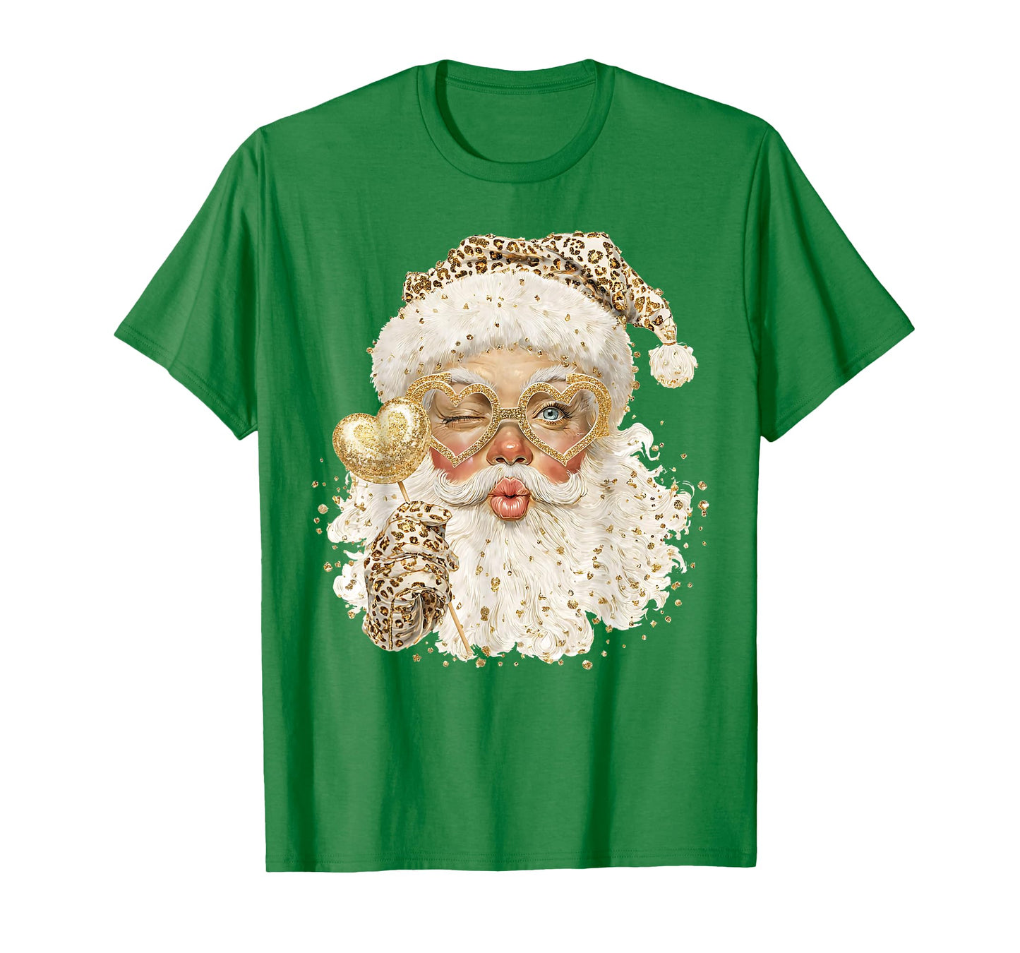 Cute Leopard Santa Claus Merry Christmas 2026 Preppy Family T-Shirt