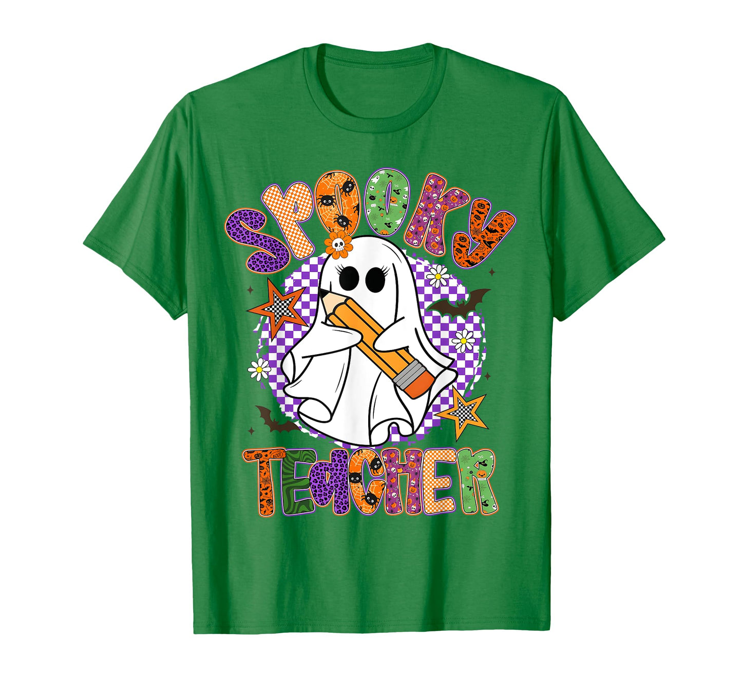 Spooky Teacher Trick Or Teach Retro Ghost Halloween T-Shirt