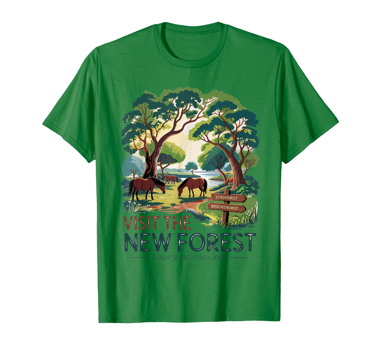 Visit the New Forest – Wild Ponies & Woodlands Scenic Design T-Shirt