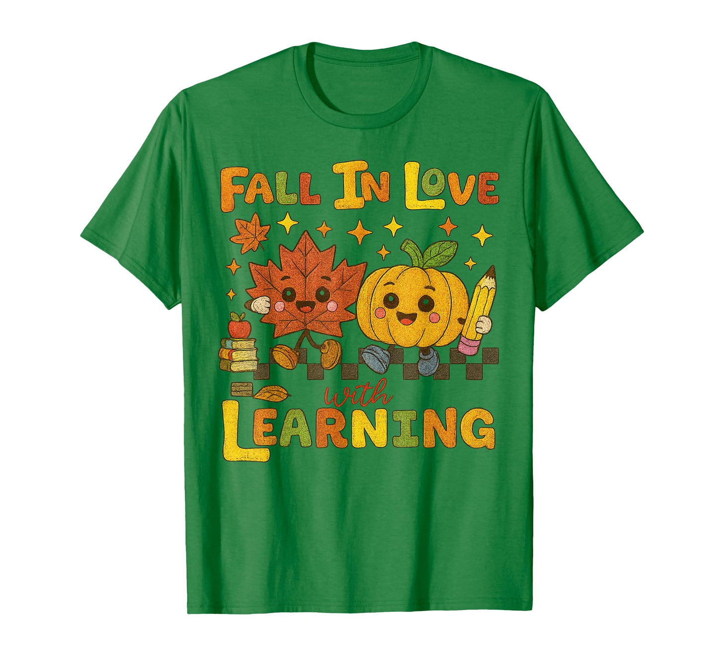 Retro Fall in Love with Learning Autumn Pumpkin Teacher T-Shirt