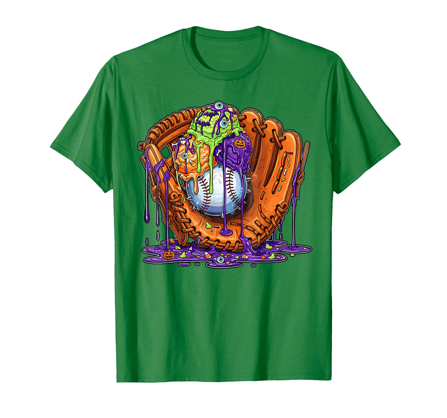 Baseball Glove Halloween Ice Cream Drip Men Boys Kids T-Shirt