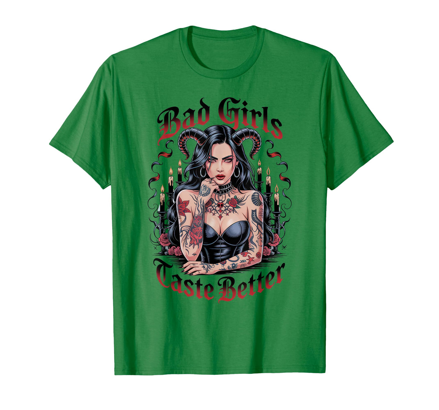 Bad Girls Taste Better Tattoo Lover Vintage Women Halloween T-Shirt
