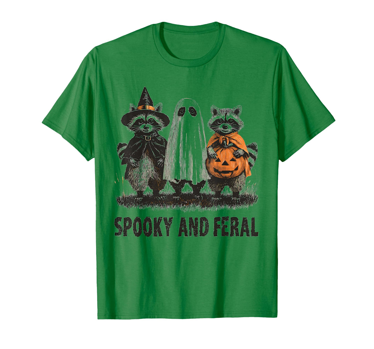 Feral And Spooky Funny Creepy Raccoon Ghost T-Shirt