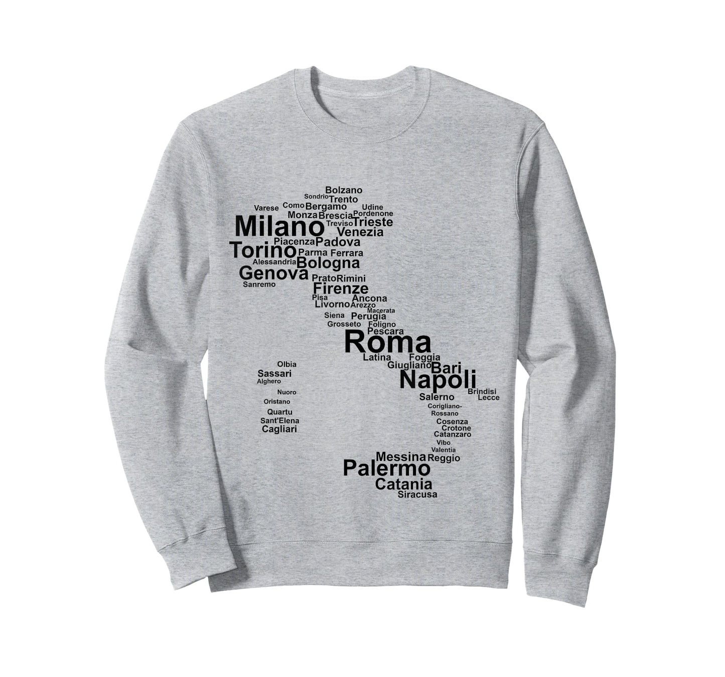 Italy Map Silhouette Towns Cities Rome Milan Travel Europe T-Shirt