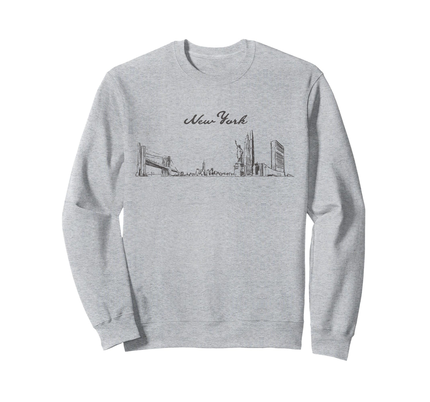 New York City Skyline,Hand-drawn Landmarks NYC Vintage Style T-Shirt