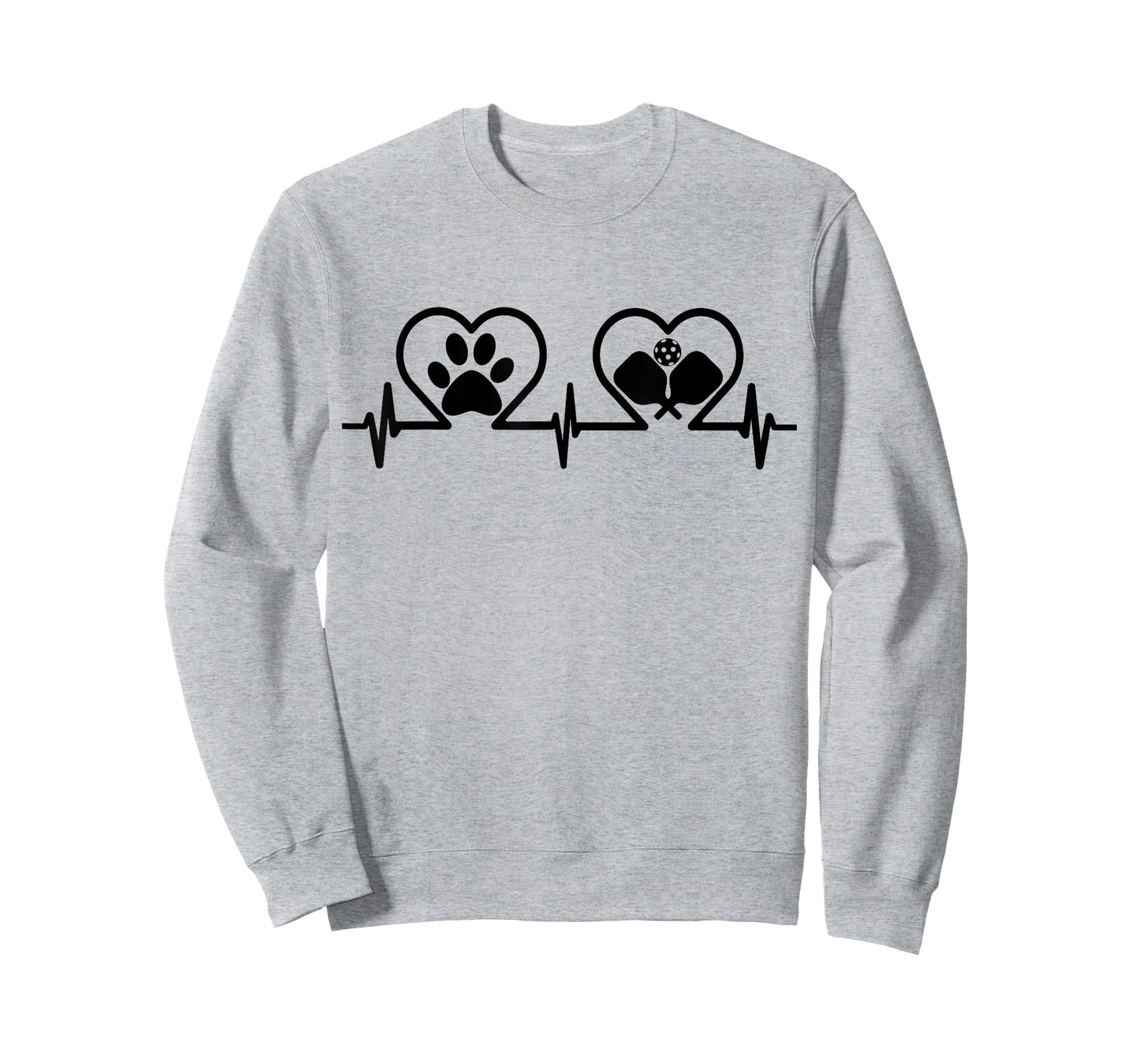Dog Paw Heart Heartbeat Pickleball Player Funny Dog Lovers T-Shirt