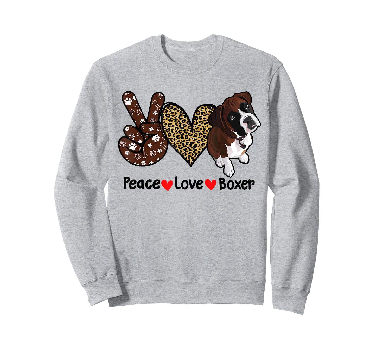 Peace Love Boxer Funny Boxer Mom Dog Mom Dog Lover T-Shirt