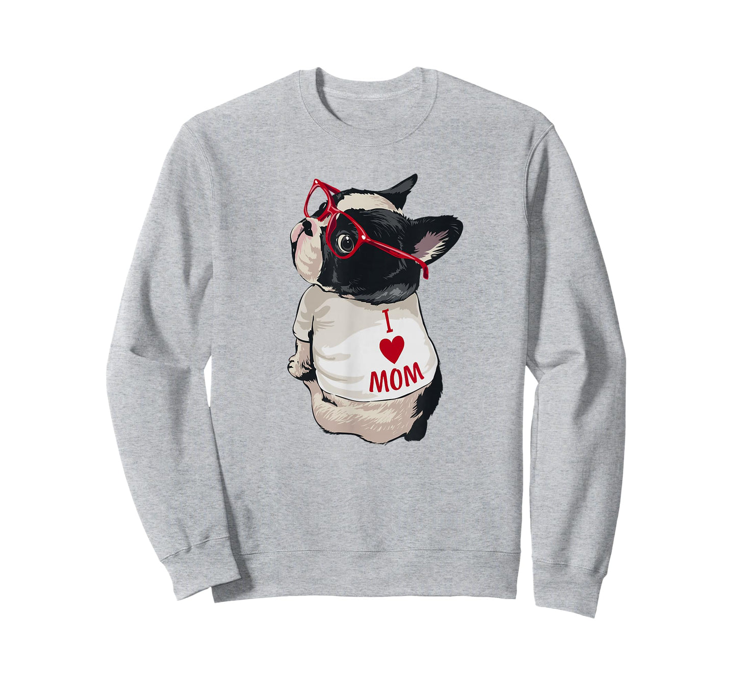 Womens Girls I Heart Mom Love Mama Boston Terrier Dog Lover T-Shirt
