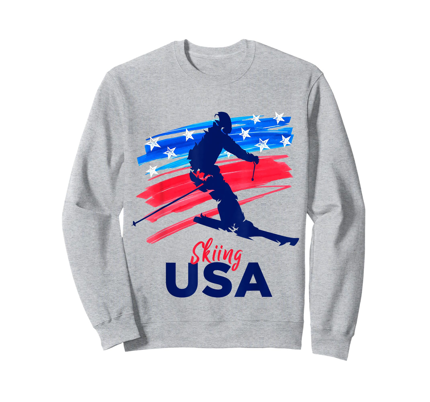 Skiing USA Support the Team Tshirt USA Flag Ski Winter T-Shirt