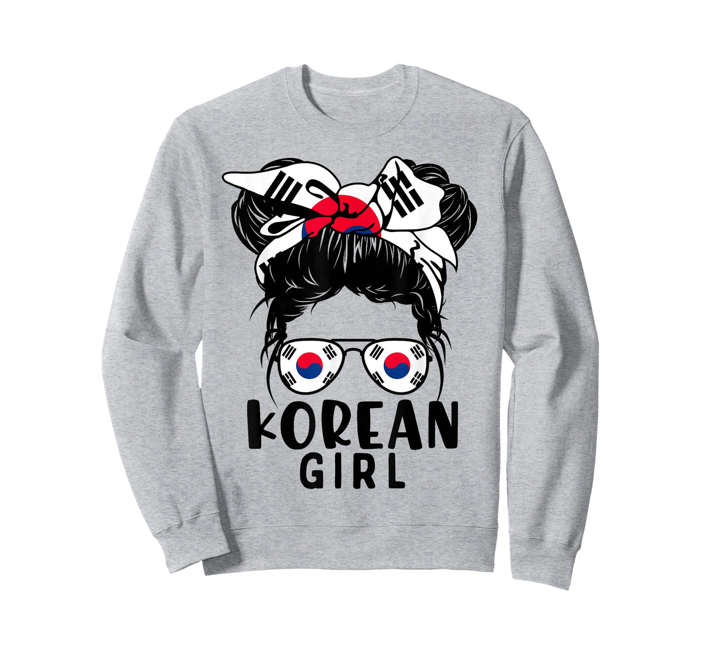 Korean Girl Messy Hair Korea Pride Patriotic Womens Kids T-Shirt