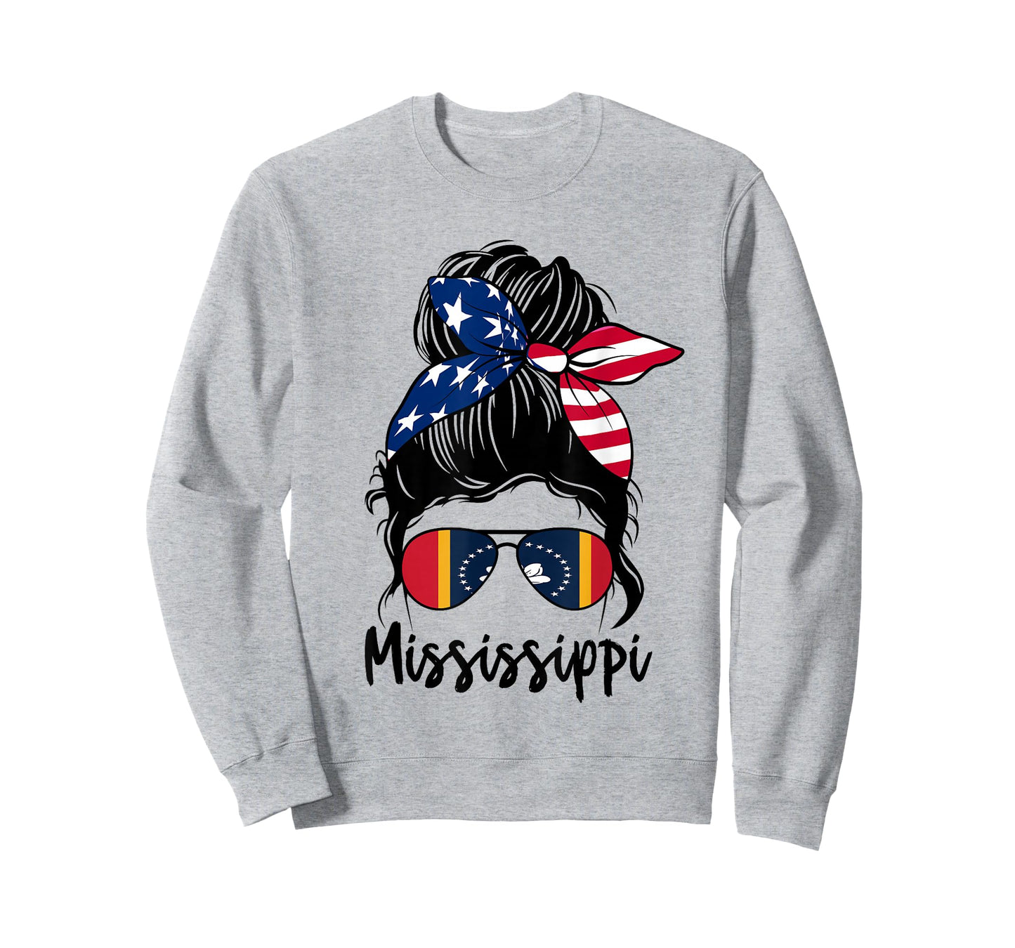 Mississippi Girl Mississippi Flag State Girlfriend messy bun T-Shirt