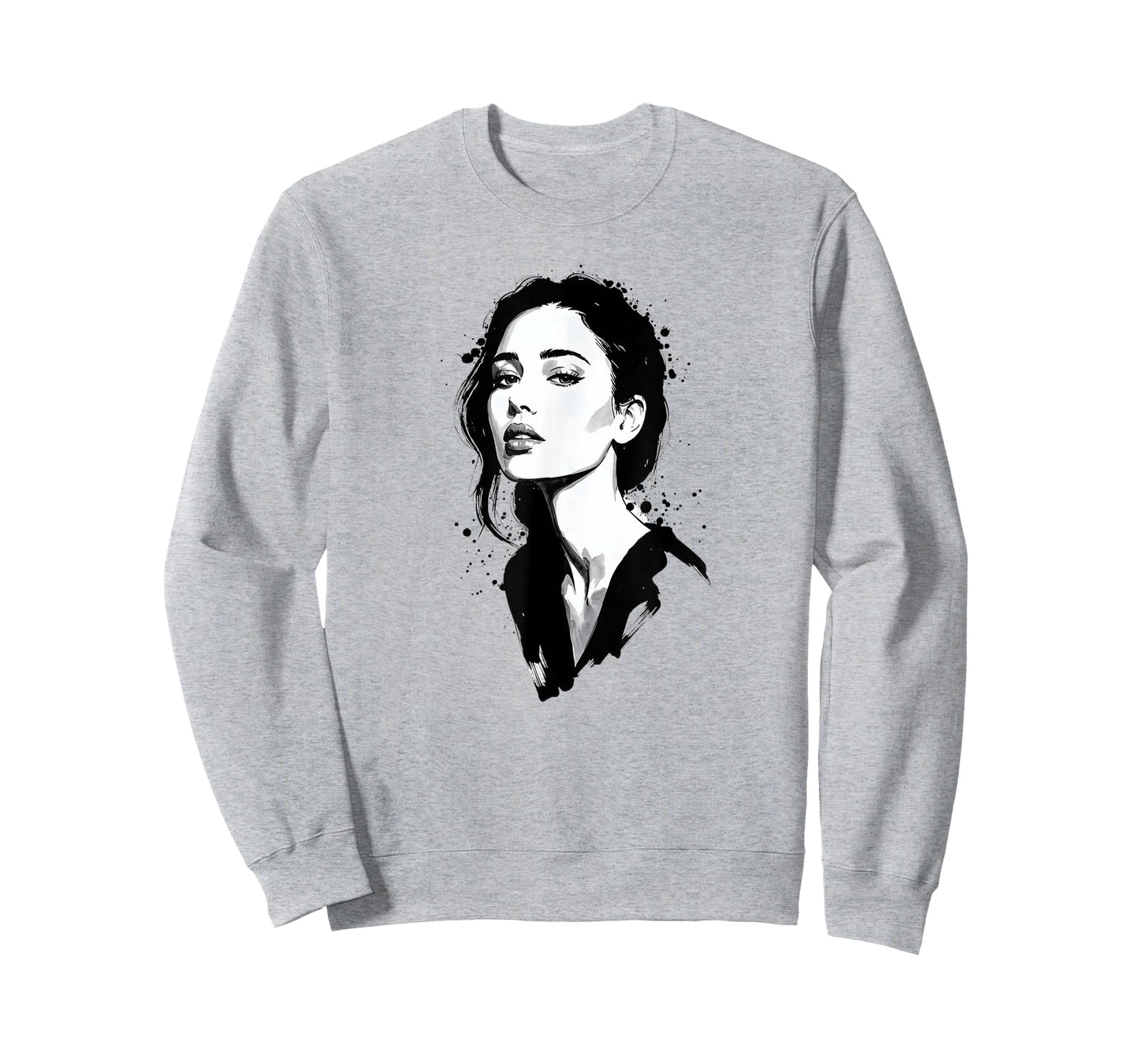 Monochrome Elegance - Female Portrait in Ink Art T-Shirt