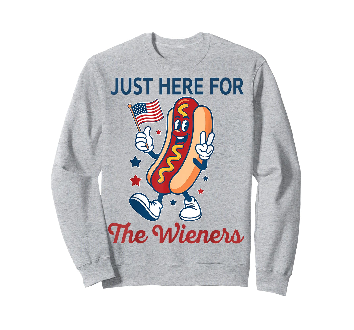 Just Here for The Wieners 4th of July Funny Hot Dog T-Shirt for Men Women Kids