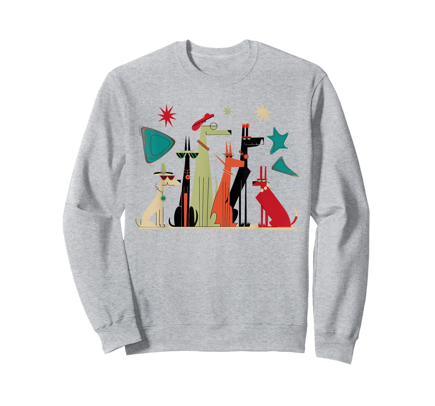 Mid-Century Modern Cool Dogs Retro Geometric Art Dog Lovers T-Shirt